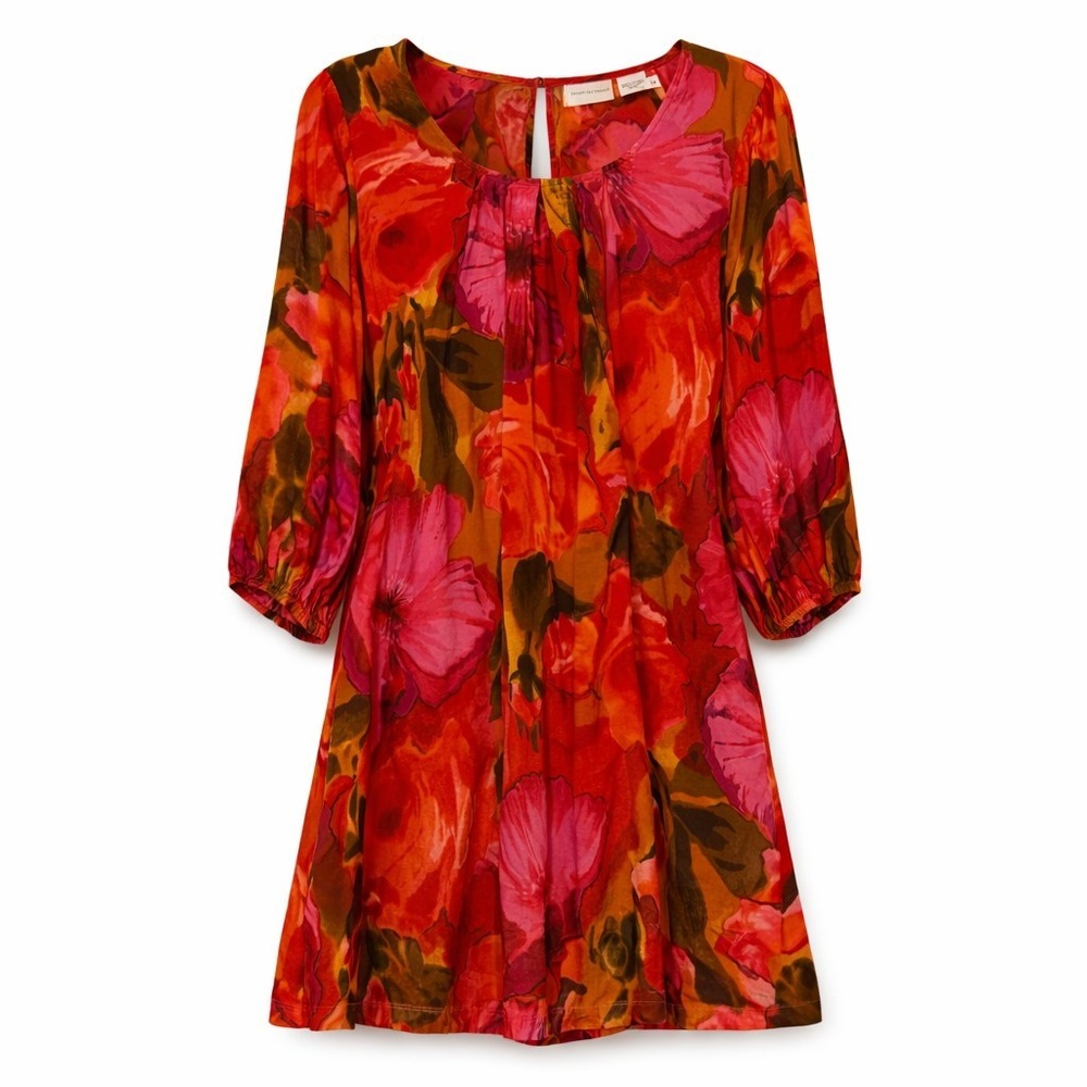 Newport News Artsy Floral Mini Dress Womens Size M Romantic Maximalist Ethereal